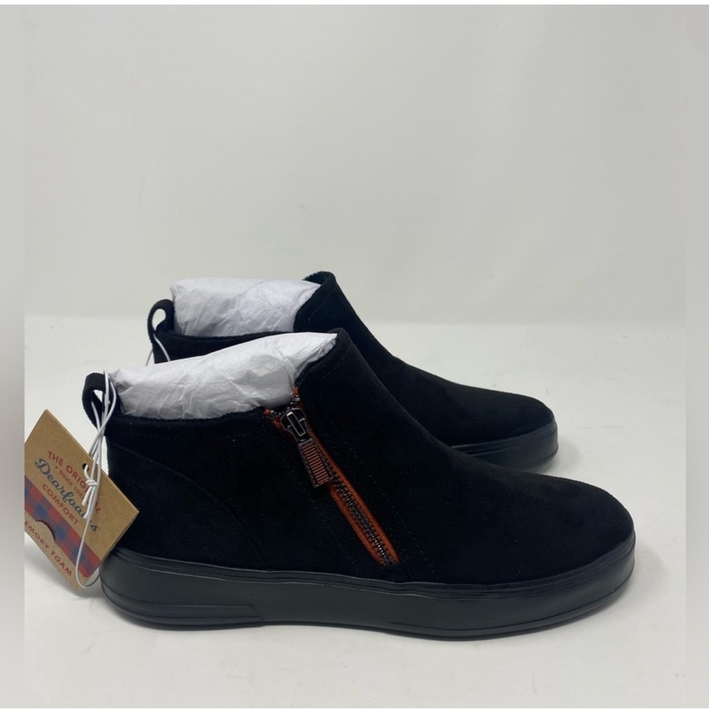 Dearfoams Women's Original Comfort Val Side Zip Wedge Sneaker 7.5 Black NWT